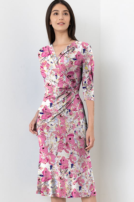 Pink Comet Midi Gather Dress