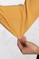 Stretch Chiffon: Mustard X Navy Frill Dress