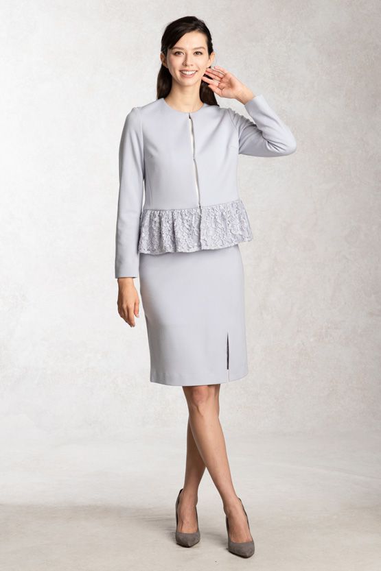 Suit Friendly: Lilac Blue Lace Slit Skirt