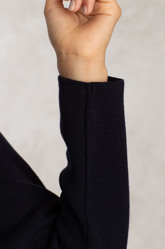 Washable Knit: Navy Rose Knit Dress