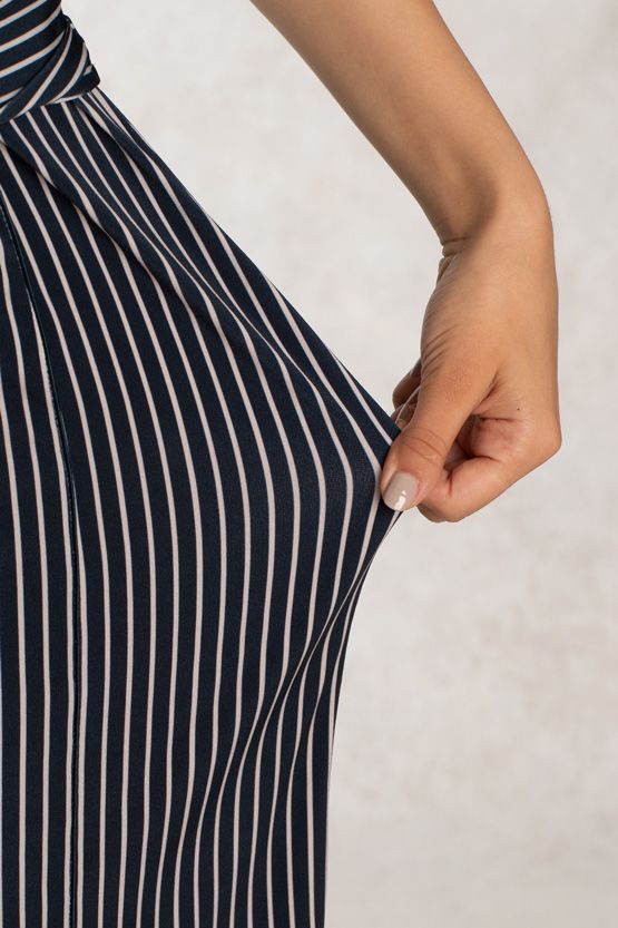 Navy Stripe Piping Dress