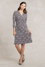 White Geo Gathered Dress