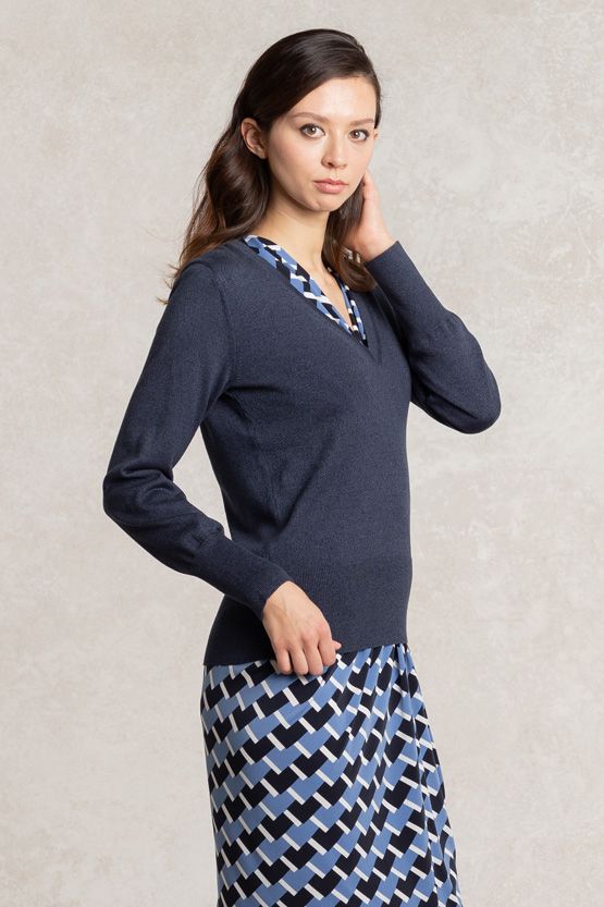 Washable Knit: Melange V-Neck Knit Pullover