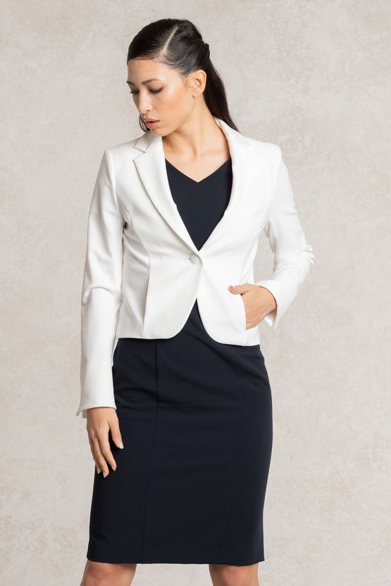 All-Season / No Lining: White Short Tailored Jacket