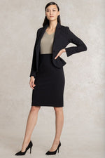 All-Season Material: Khaki X Black V-Neck I-Line Docking Dress