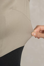 All-Season Material: Khaki X Black V-Neck I-Line Docking Dress