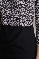 All-Season Material: White Geo X Black Asymmetry Dress