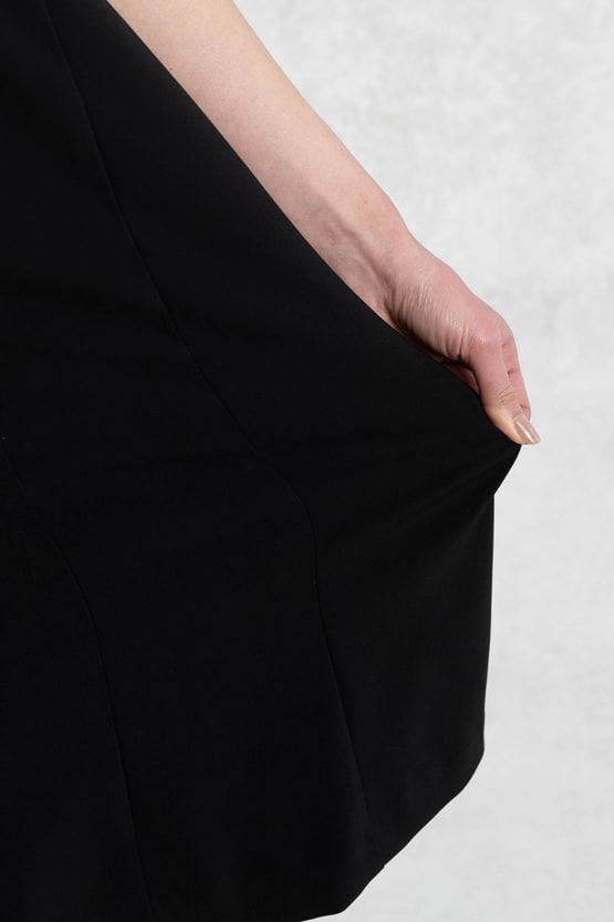 All-Season Material: Greige X Black Shoulder Venus Dress