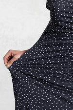 Tiny Dot Square-Neck Side Gather Dress