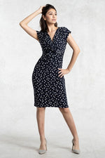Navy Dot Ribbon Dress