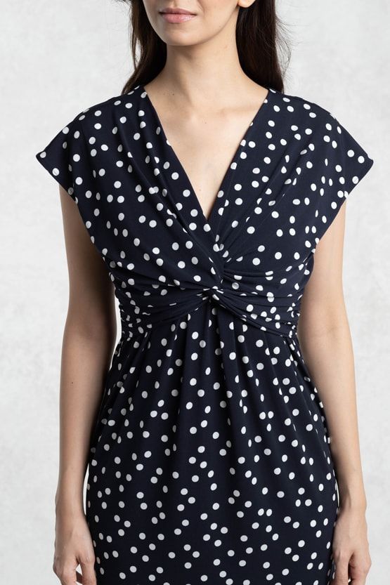 Navy Dot Ribbon Dress