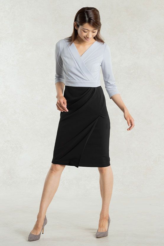 All-Season Material: Lilac X Black Asymmetry Dress