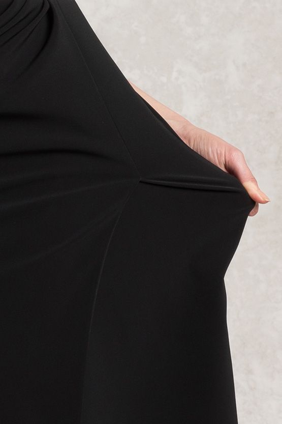 All-Season Material: Soy Milk X Black Asymmetry Dress