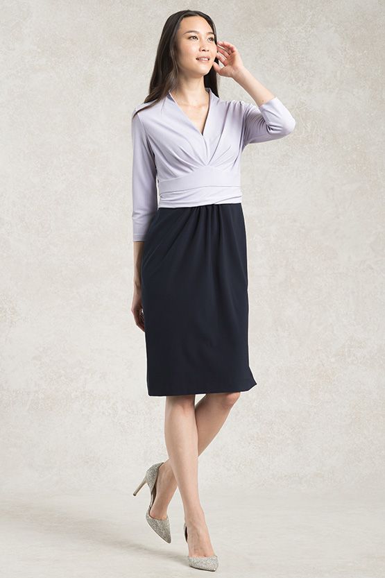 All-Season Material: Lavender X Navy Docking Shell Dress