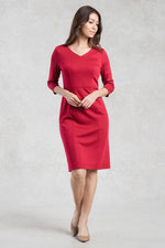 Suit Friendly: Red V-Neck I-Line Dress