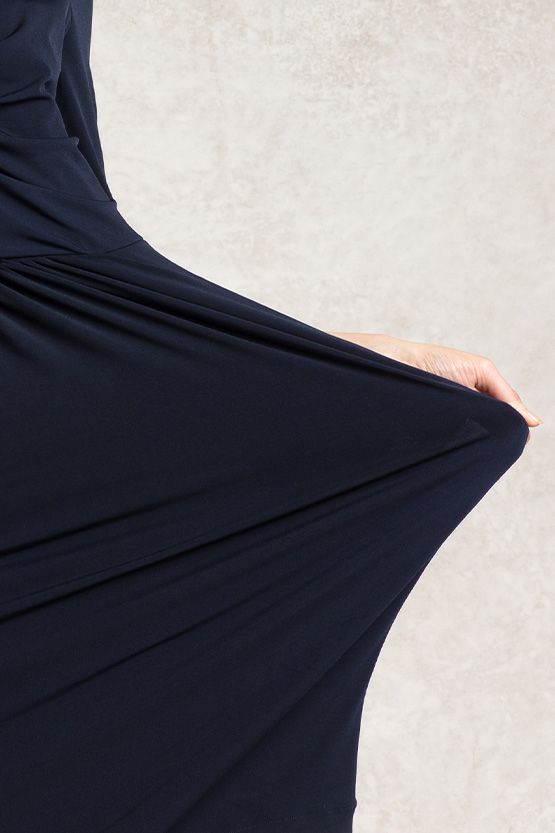 Navy I-Line Tuck Dress
