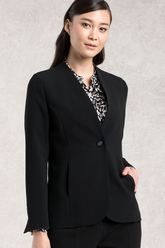 Suit Friendly: Black Long Collarless Jacket