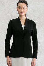 All-Season Material: Black Long Collarless Jacket