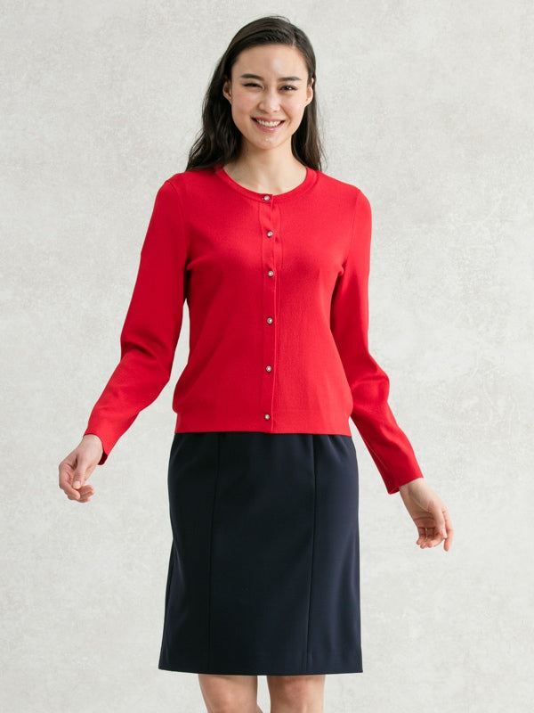 All-Season Material: Navy V-Neck I-Line Dress