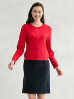 All-Season Material: Navy V-Neck I-Line Dress