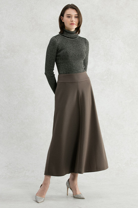 Long Length: Khaki Bias Long Skirt