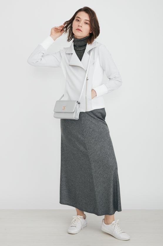 Long Length: Grey Bias Skirt