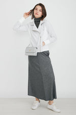 Long Length: Grey Bias Skirt