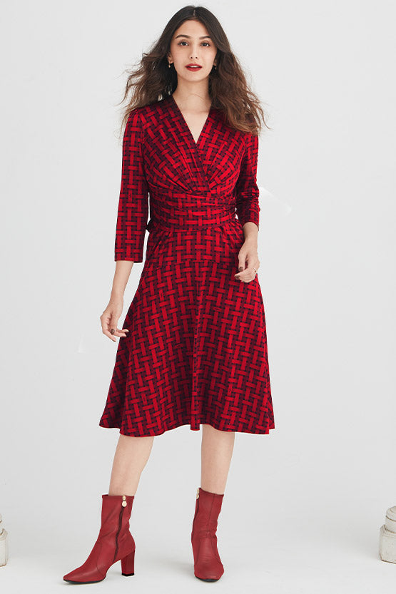Red Check Cache-Coeur Dress