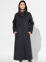 Fur Free: Navy Brown Long Coat