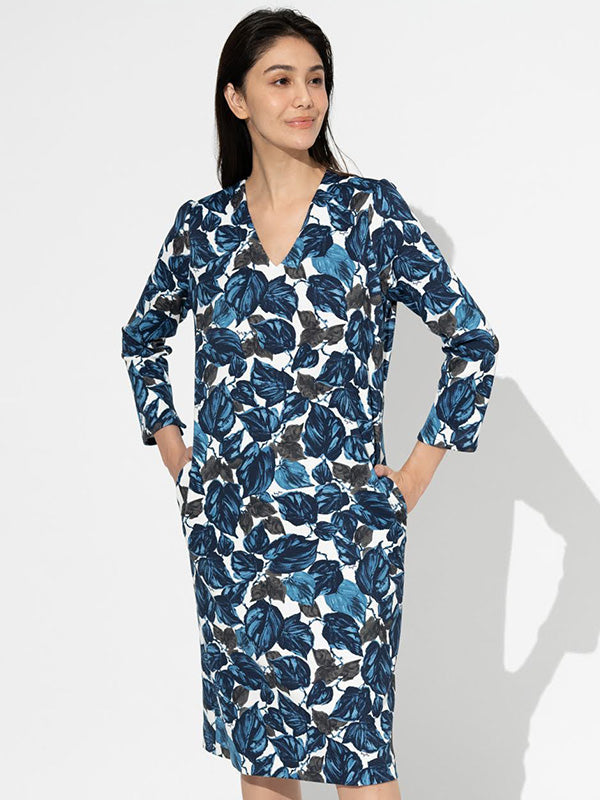 Navy Leaf Sack Dress