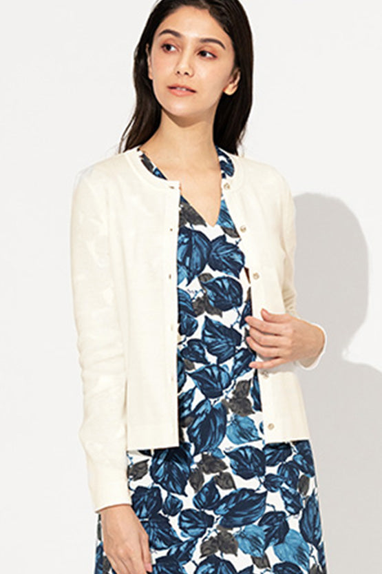 Ivory Crew-Neck Cardigan