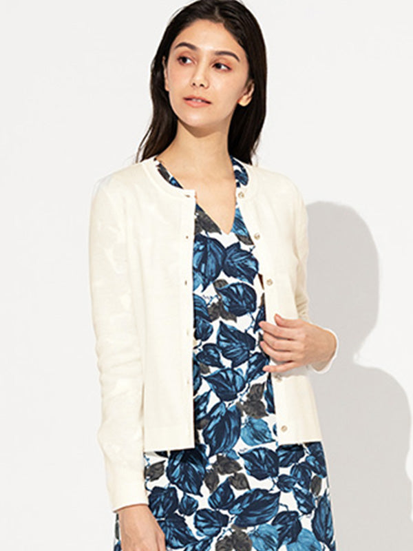 Ivory Crew-Neck Cardigan
