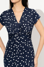 Navy Kay Me Rose Dot Twist Dress