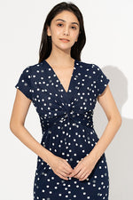 Navy Kay Me Rose Dot Twist Dress