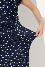 Navy Kay Me Rose Dot Gathered Dress