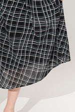 Stretch Chiffon: Black Check Frill Shirt Dress