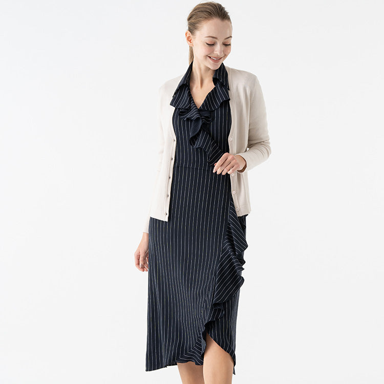 A white cardigan creates a sophisticated and feminine impression