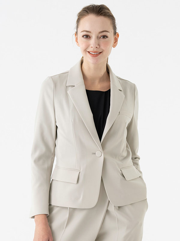 All-Season / No Lining: Smart Stretch Greige Three-Pocket Tailored Jacket