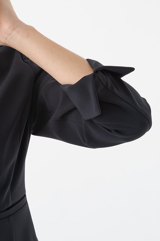 Double Jersey: Double Jersey Navy Front Hook Collarless Jacket