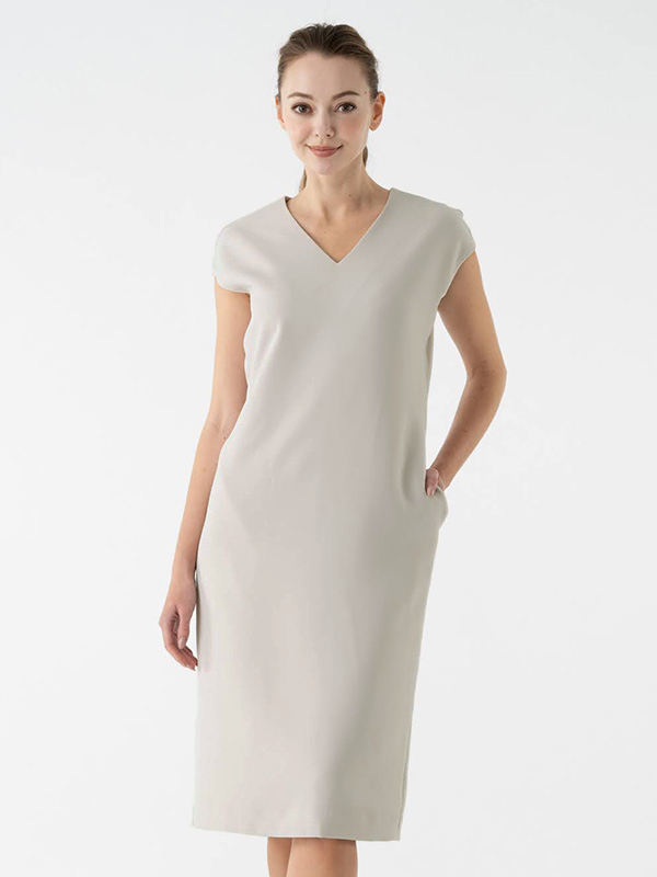 All-Season Material: Smart Stretch Grey Biz Sack Dress