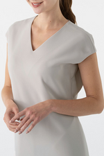 All-Season Material: Smart Stretch Grey Biz Sack Dress