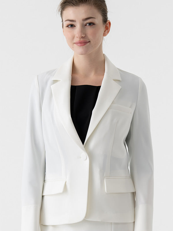 All-Season / No Lining: Smart Stretch White Three-Pocket Tailored Jacket
