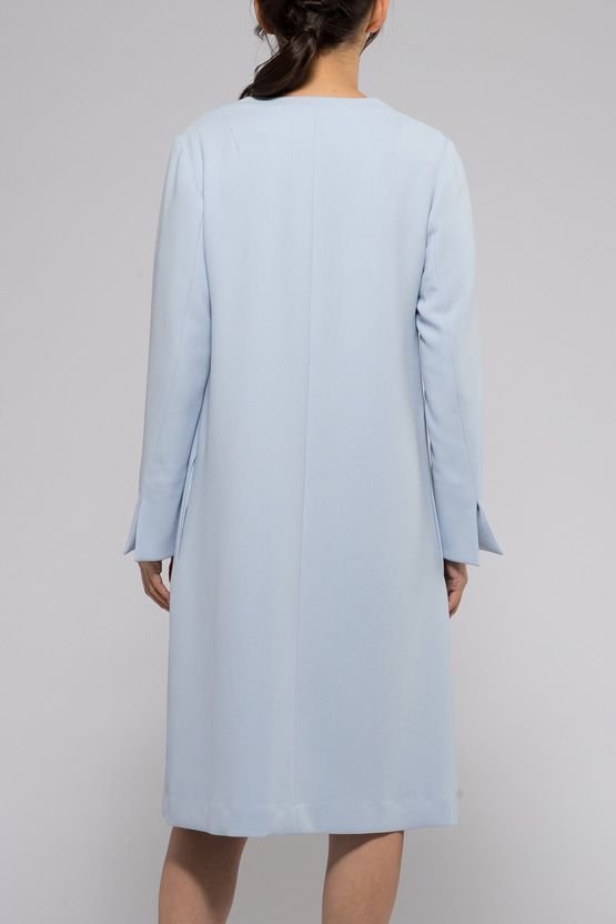 Saxe Blue No-Collar Stretch Spring Coat