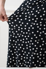 Long Length: Monotone Kay Me Rose Dot Long V-Drape Dress