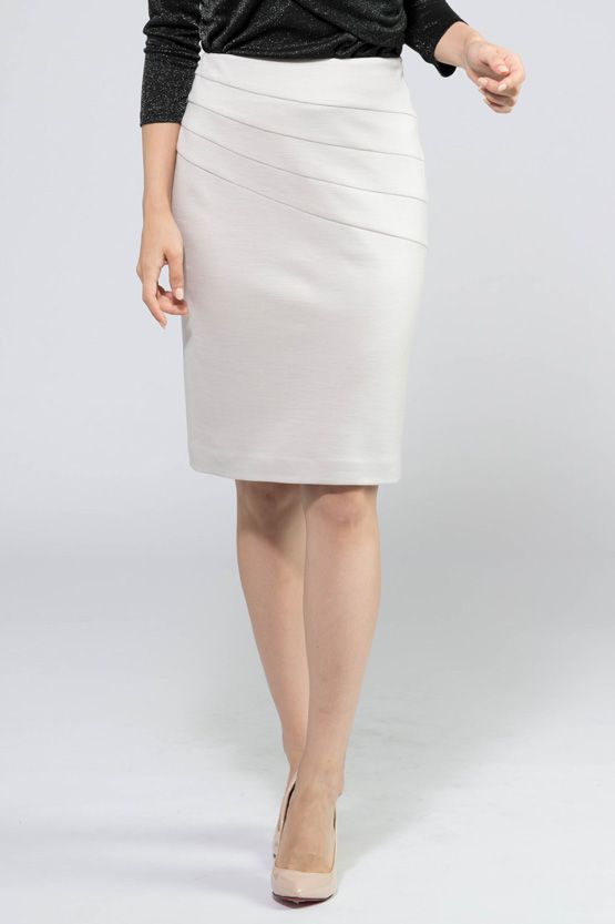 Light Beige Rich Wool Switch Skirt