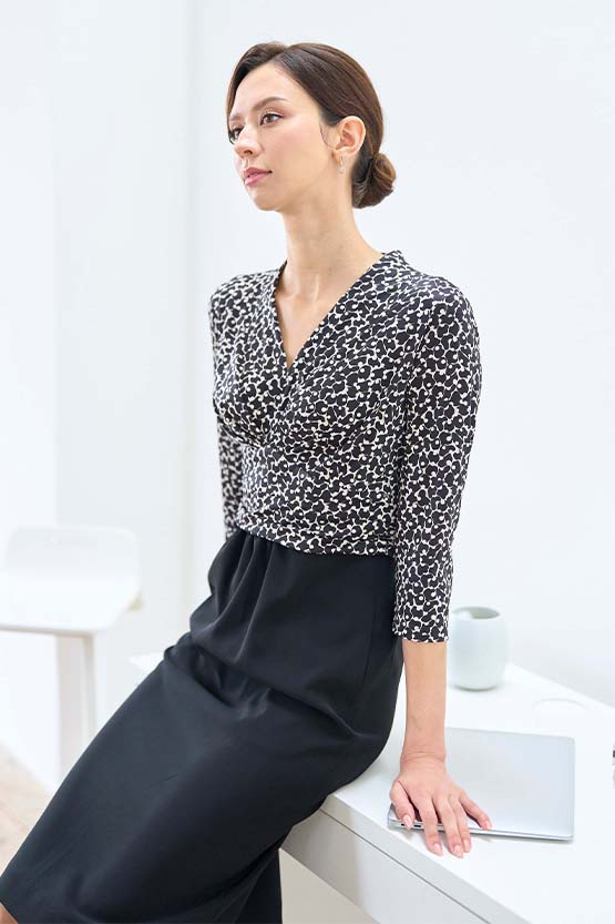 All-Season Material: Sunny Egg X Black Docking Shell Dress