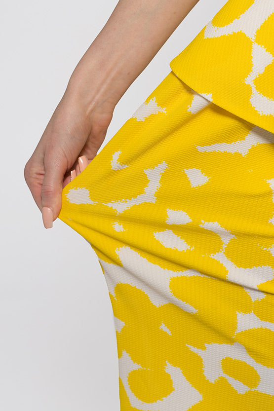 Yellow Dalmatian Peplum Dress