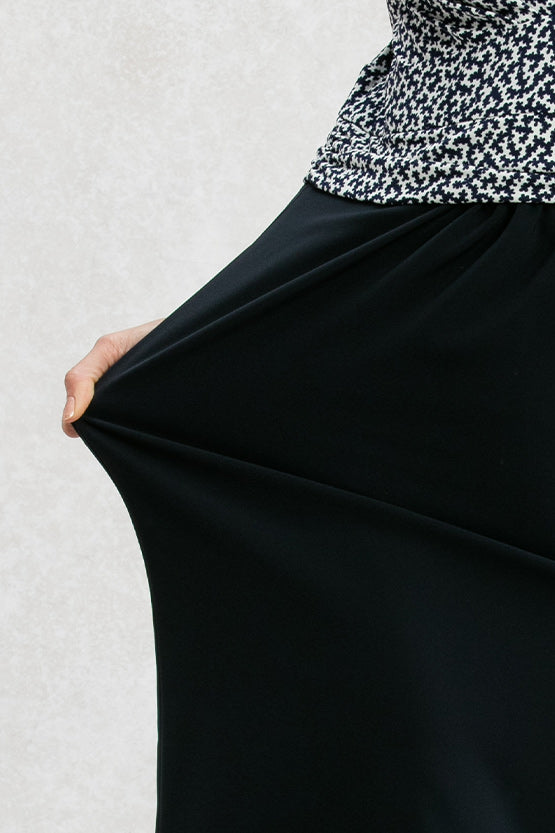All-Season Material: Navy Mille Fleur Docking Shell Dress