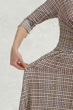 Mocha Shepherd Check Cache-Coeur Dress