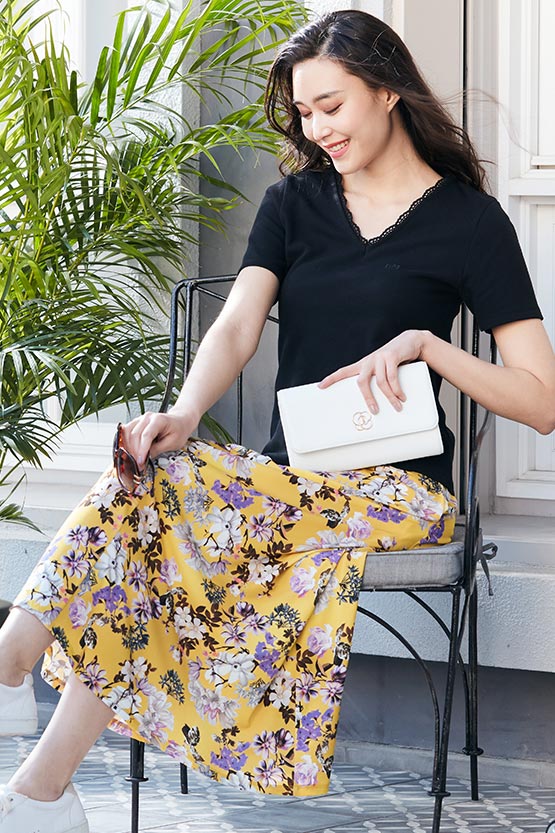 Long Length: Dramatic Yellow Travel Long Skirt